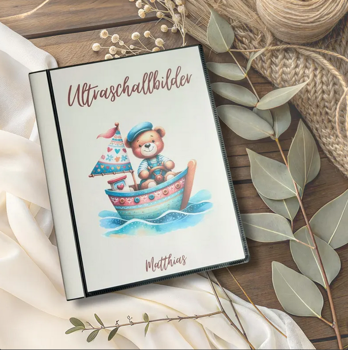 Personalisierbares Ultraschallalbum Teddybär – FamilieGlueck