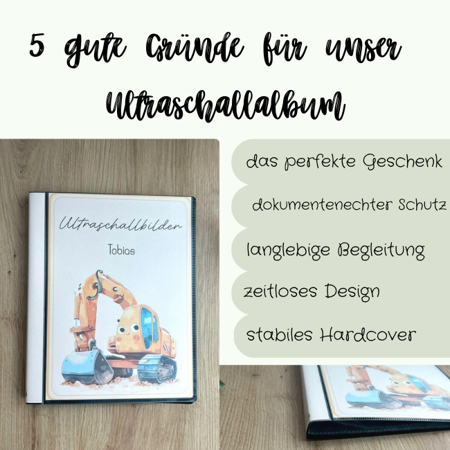 Personalisierbares Ultraschallalbum Bagger Design