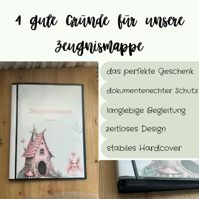 Zeugnismappe personalisiert | Hardcover Prinzessin Design