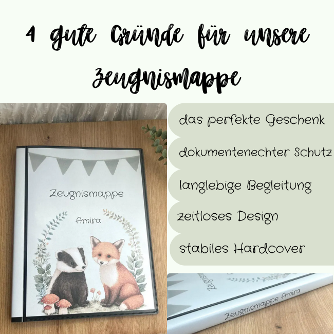 4 gute Gründe für die personalisierte Zeugnismappe – Geschenk zur Einschulung mit Hardcover