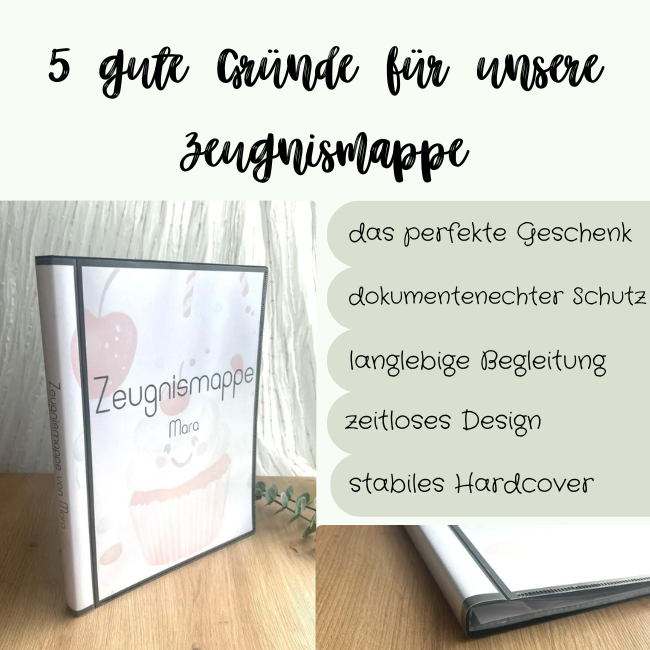 Zeugnismappe Mara Detailansicht Hardcover Bindung Qualität