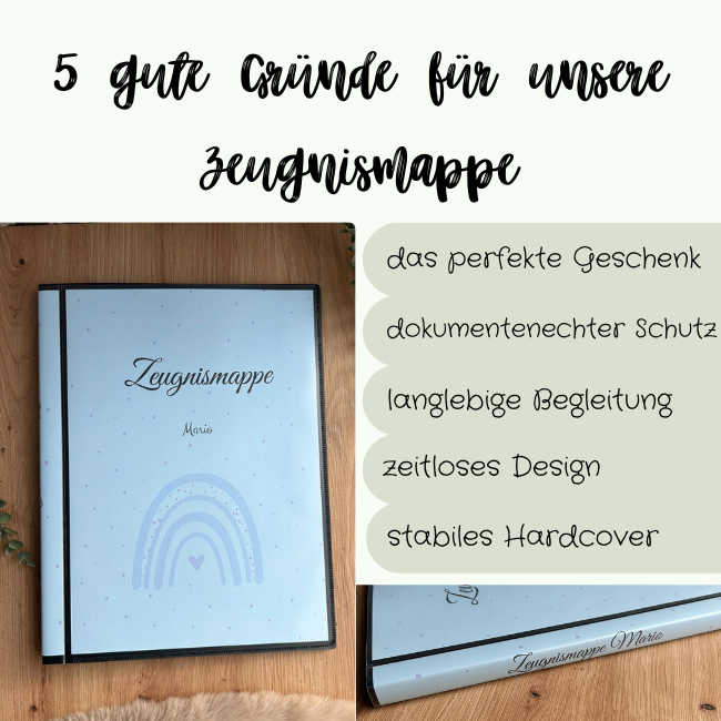 5 Gründe für die Zeugnismappe Regenbogen – perfektes Geschenk, dokumentenechter Schutz, zeitloses Design, stabiles Hardcover