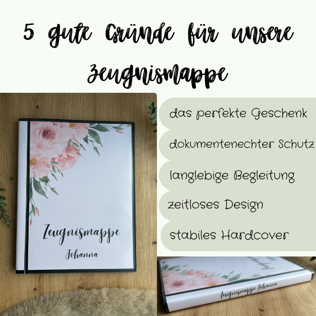 5 gute Gründe für die Zeugnismappe Johanna – perfektes Geschenk, dokumentenechter Schutz, langlebige Begleitung, zeitloses Design, stabiles Hardcover