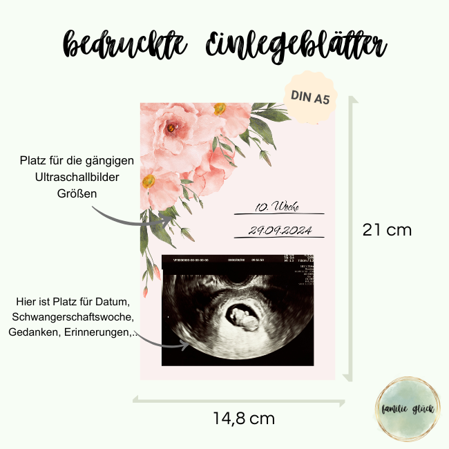 Innenmaße des Ultraschallalbums „Johanna": 21cm hoch und 14,8cm breit
