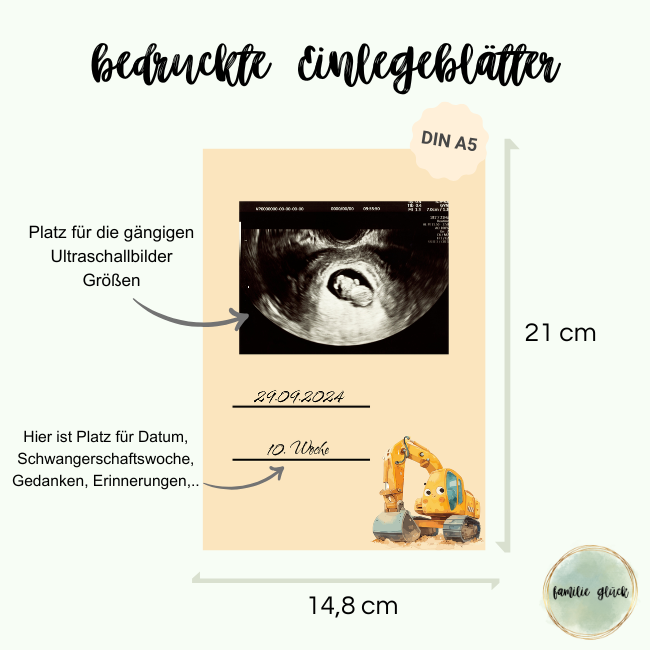 Innenmaße des Ultraschallalbums „Tobias": 21cm hoch und 14,8cm breit