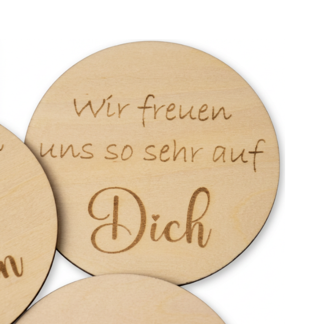 Meilensteinkarte Schwangerschaft Holz Einzelkarte Lasergravur