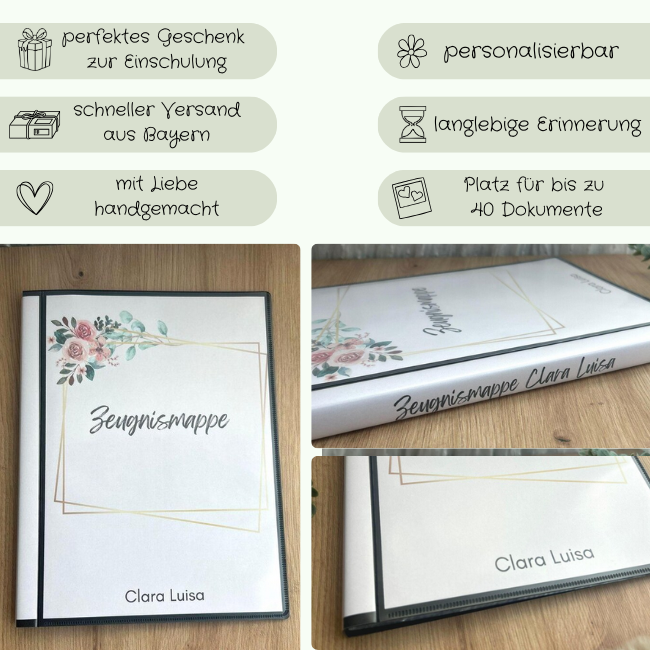 4 gute Gründe für die personalisierte Zeugnismappe – Geschenk zur Einschulung mit Hardcover