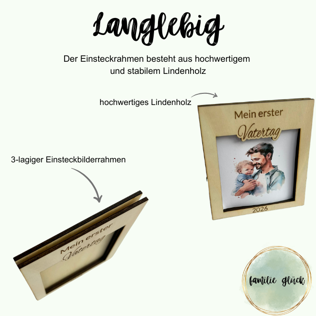 Holzrahmen "Mein erster Vatertag" - Persönliches Geschenk zum Vatertag