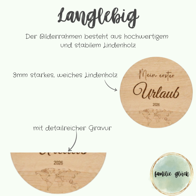Meilensteinkarte Mein erster Urlaub – Holzkarte Baby als Geschenk & Erinnerung