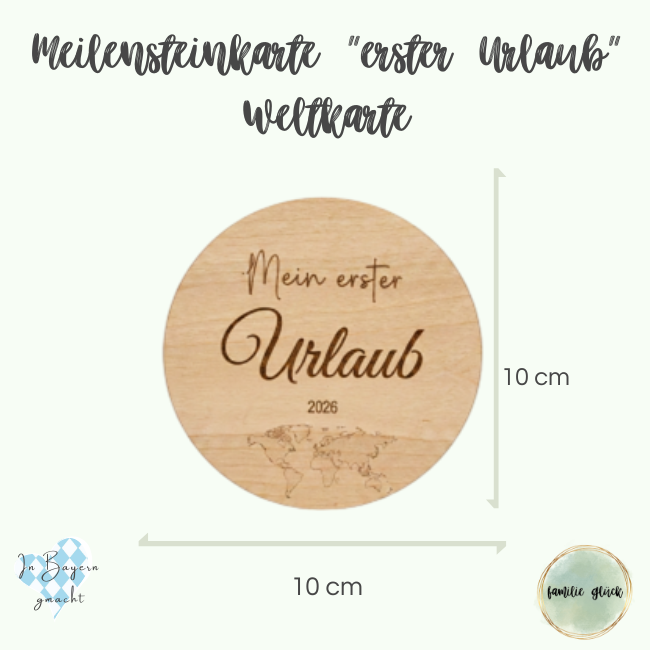 Meilensteinkarte Mein erster Urlaub – Holzkarte Baby als Geschenk & Erinnerung