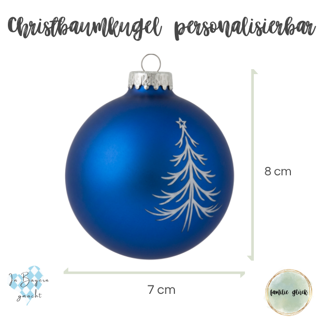 Personalisierte Christbaumkugel Glas 7cm als Weihnachtsgeschenk mit Wunschmotiv bedruckbar, verschiedene Farben