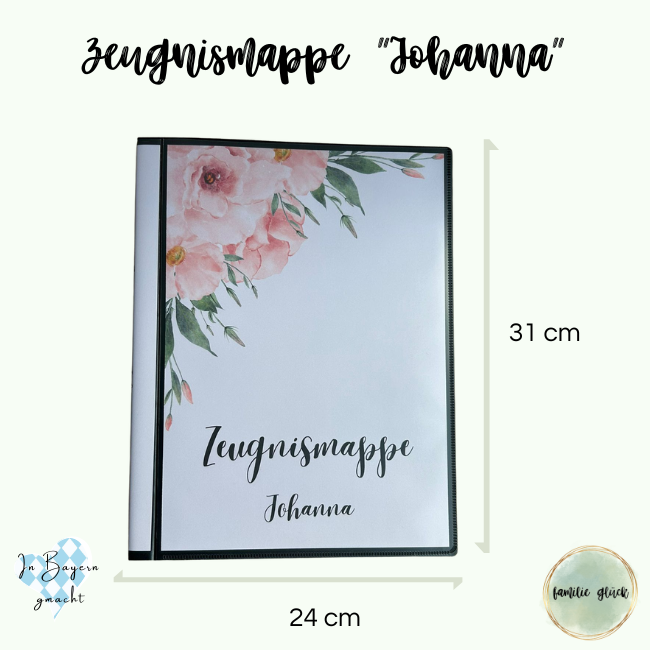 Zeugnismappe Johanna – 24 x 31 cm, in Bayern handgemacht, familie glück