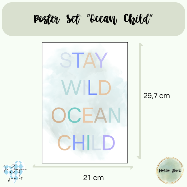 Poster Set „Stay Wild Ocean Child" – 3-teilig DIN A4