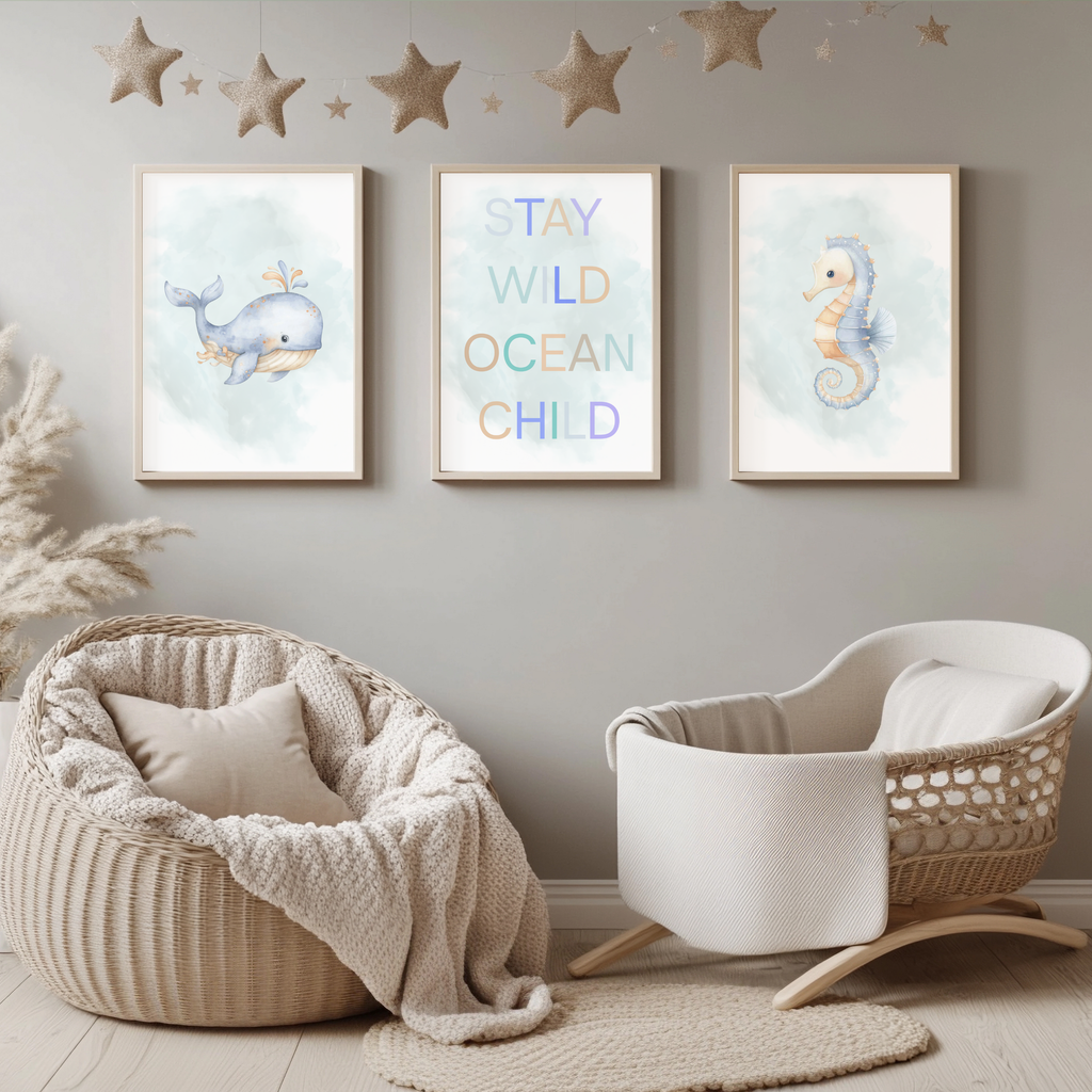 Poster Set „Stay Wild Ocean Child" – 3-teilig DIN A4