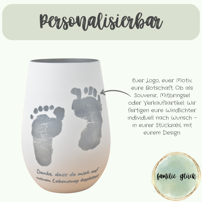 Personalisiertes Windlicht mit Gravur – Geschenk zur Geburt & Taufe