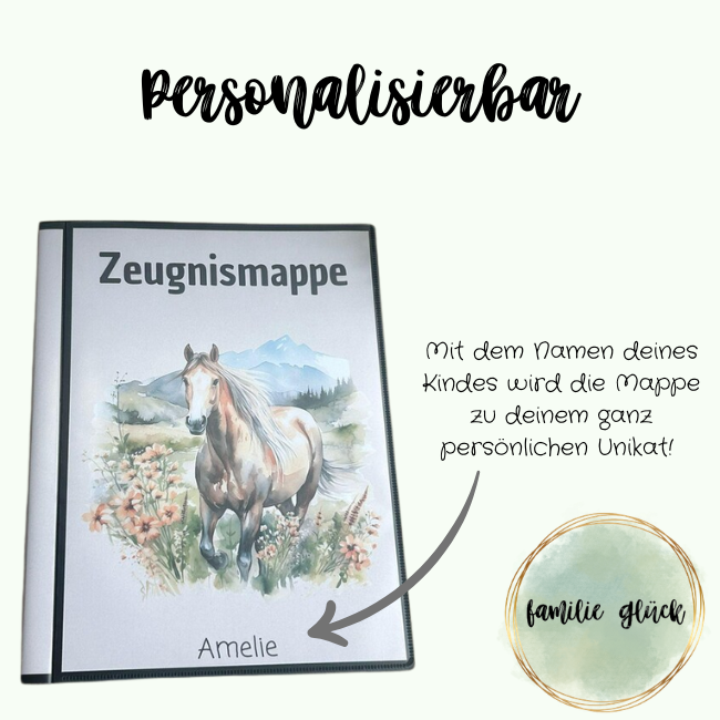 Zeugnismappe mit Namen des Kindes personalisierbar – individuelles Deckblatt mit Wunschname