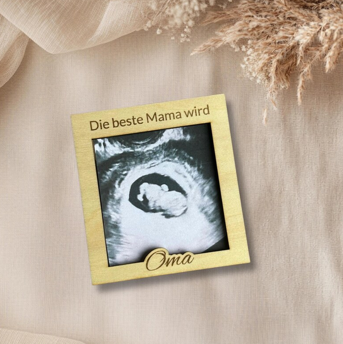 Holzrahmen zur Schwangerschaftsverkündung – Die beste Mama wird Oma