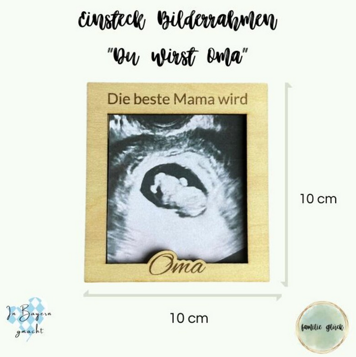 Holzrahmen zur Schwangerschaftsverkündung – Die beste Mama wird Oma