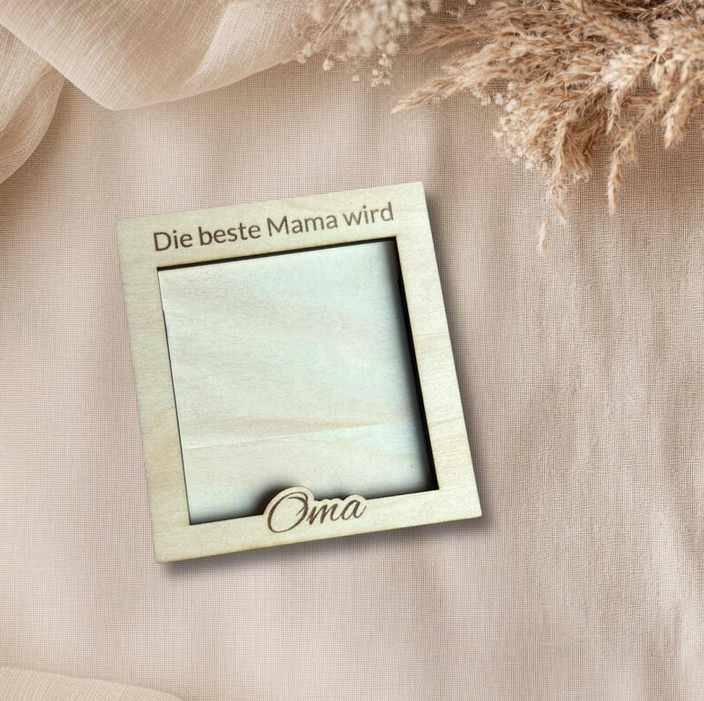 Holzrahmen zur Schwangerschaftsverkündung – Die beste Mama wird Oma