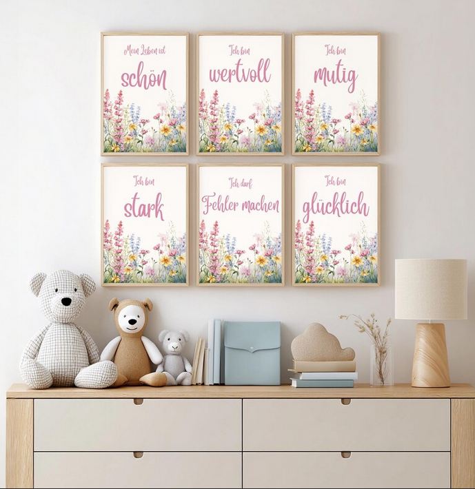 Affirmations-Poster Set für Kinder – 6-teilig DIN A4