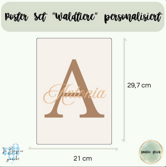 Kinderzimmer Poster DIN A4 – 3er Set Waldtiere