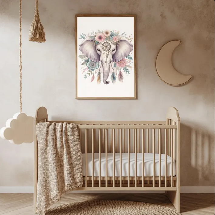 Kinderzimmer Poster DIN A4 – 3er Set Boho Dschungeltiere
