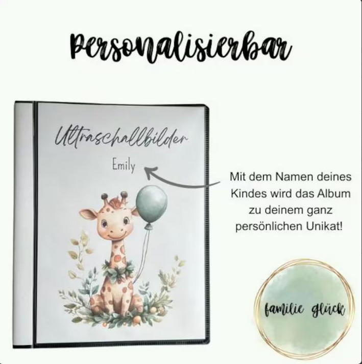 personalisierbares Ultraschallalbum – zeitloses Design, stabiles Hardcover, perfekter Schutz & Geschenk zur Geburt.