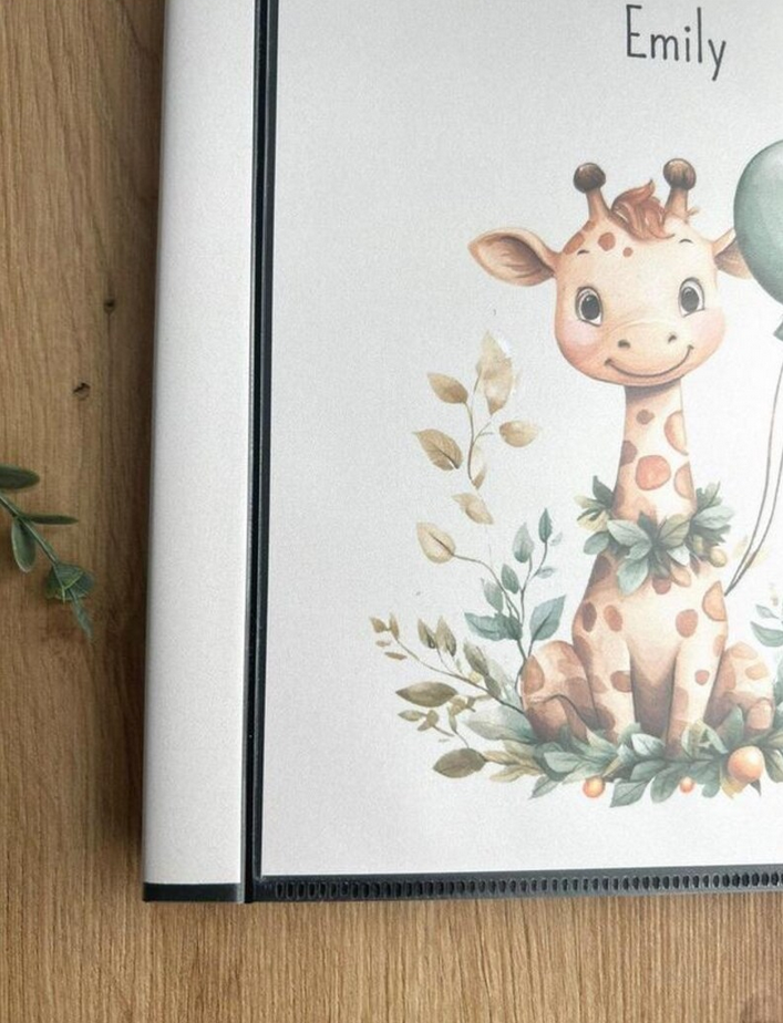 Nahaufnahme des Ultraschallalbums "Emily" mit Giraffe auf dem Cover