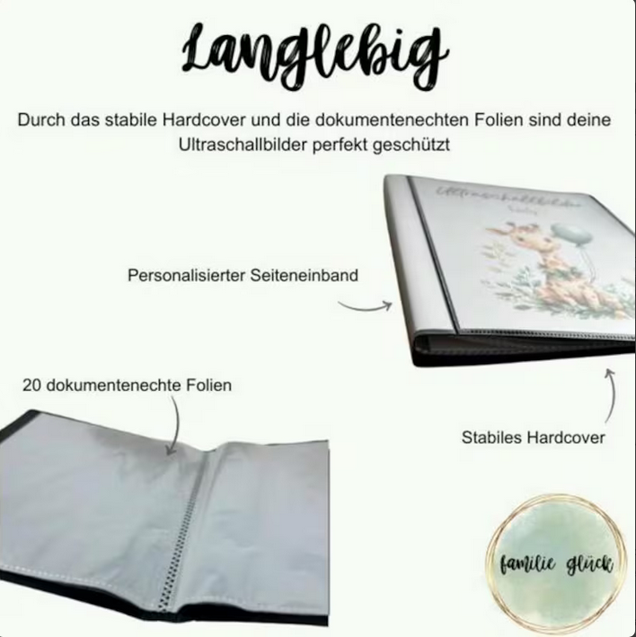 Details zum langlebigen Ultraschallalbum im Design "Emily" mit Giraffedesign