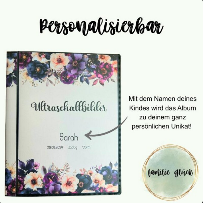 personalisierbares Ultraschallalbum – zeitloses Design, stabiles Hardcover, perfekter Schutz & Geschenk zur Geburt.