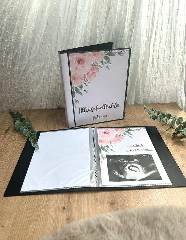 Personalisierbares Ultraschallalbum Rosen Design – FamilieGlueck