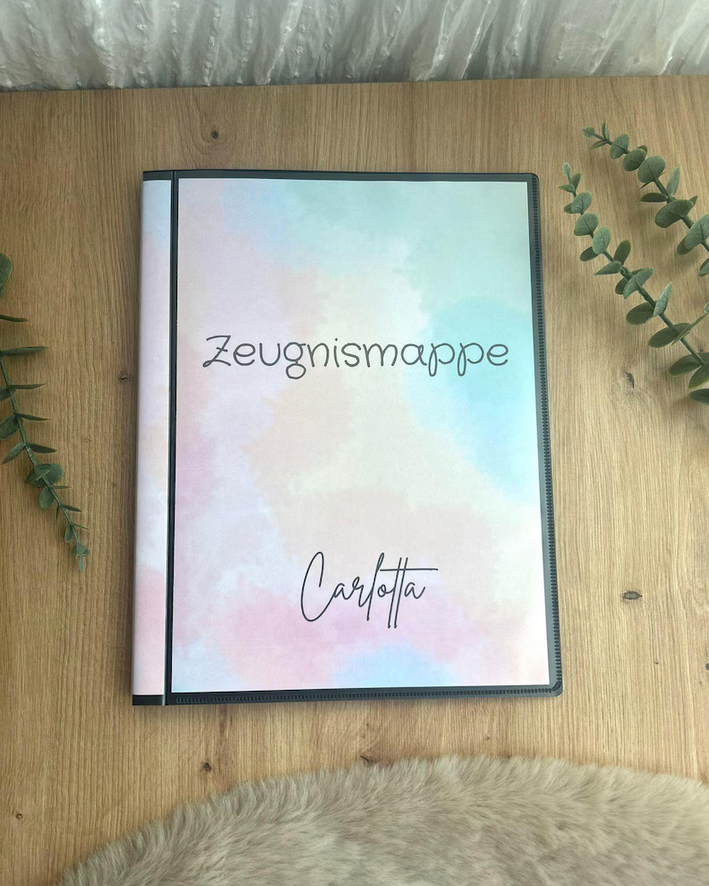 Zeugnismappe personalisiert | Hardcover Regenbogen Design