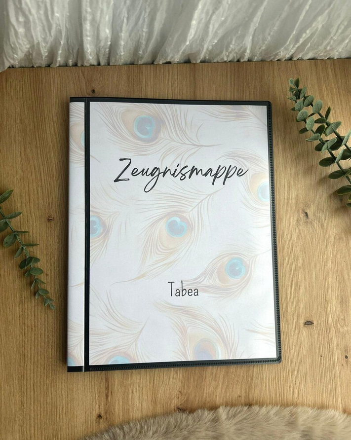 Personalisierte Zeugnismappe Tabea im Hardcover – mit Namen & Spruch, dokumentenechte Folien