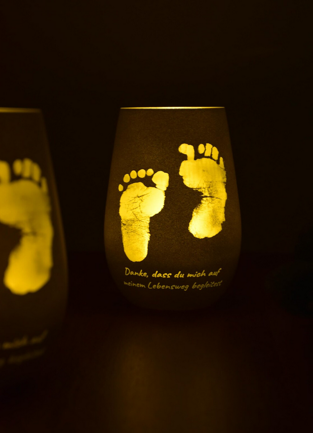 Personalisiertes Windlicht mit Gravur – Geschenk zur Geburt & Taufe