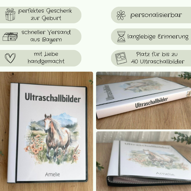 Personalisierbares Ultraschallalbum Pferdekopf